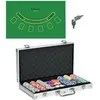 Image de Mallette pro de poker verrouillable coffret pro poker 300 jetons 2 jeux cartes 5 dés 3 boutons 2 clés tapis alu