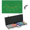 Image de Mallette pro de poker verrouillable coffret pro poker 500 jetons 2 jeux cartes 5 dés 3 boutons 2 clés tapis alu