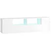 Image de Meuble TV banc TV LED 2 étagères placards blanc laqué