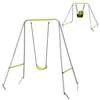 Image de Portique balançoire évolutive - siège haut, accoudoirs, ceinture sécurité 5 points, barre protection - métal époxy gris vert