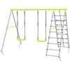 Image de Balançoire portique 4 agrès - 2 balançoires, 2 échelles - dim. 2,6L x 1,85l x 1,8H m - métal époxy PE gris vert