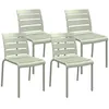 Image de Lot de 4 chaises de jardin empilables avec assise et dossier à lattes vert