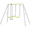 Image de Balançoire 2 agrès portique avec balançoire et face à face dim. 2,55L x 1,6l x 1,8H m métal époxy PE gris vert