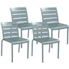 Image de Lot de 4 chaises de jardin empilables avec assise et dossier à lattes gris