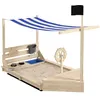 Image de Bac à sable bateau de pirate en bois avec jeu de cuisine et 6 accessoires