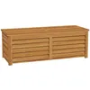 Image de Coffre de rangement extérieur 176L - dim. 130L x 50l x 45H cm - poignée - bois marron