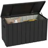 Image de Coffre de rangement jardin capacité 450L - vérin à gaz, roulettes, poignée - acier PP anthracite