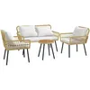 Image de Ensemble salon de jardin 4 pièces canapé 2 places 2 fauteuils table basse coussins
