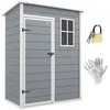 Image de Abri de jardin - remise pour outils - cabanon porte verrouillable, fenêtre - dim. 151L x 92l x 193H cm - alu PP gris blanc