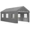 Image de Tente garage carport dim. 6L x 2,95l x 2,78H m acier galvanisé PE haute densité 2 portes 6 fenêtres gris