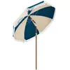 Image de Parasol inclinable de jardin Ø 213 cm style vintage franges bleu beige