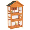 Image de Cage à oiseaux volière grande taille 2 portes trappe toit asphalte tiroir amovible bois pré-huilé