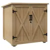 Image de Armoire de jardin 2 portes croisillons étagère toit bitumé bois sapin pré-huilé