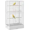 Image de Cage à oiseaux volière avec portes perchoirs - 61 x 36,5 x 98 cm - blanc