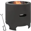 Image de Brasero extérieur portable avec tisonnier - Ø 45 cm - acier inox métal noir
