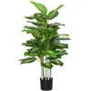 Image de Arbre artificiel plante artificielle Calathea H. 120 cm tronc branches lichen feuilles grand réalisme pot inclus