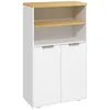 Image de Meuble bas salle de bain - 2 portes, étagère, 2 niches - dim. 60L x 30l x 102H cm - blanc bois clair