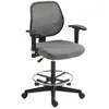 Image de Chaise de bureau assise haute réglable accoudoirs réglables pivotante 360° tissu gris chiné