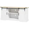 Image de Buffet design 2 portes coulissantes 3 étagères - dim. 150L x 40l x 72H cm - blanc aspect bois clair