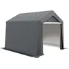 Image de Abri de jardin, tente de stockage, 3 x 3 m, imperméable et anti-UV, cadre en acier galvanisé et grande porte, abri de vélo garage pour extérieur, gris foncé