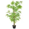Image de Bambou Artificiel Hauteur 1,5 m 644 Feuilles denses réalistes Pot Inclus Noir avec Lichen Vert