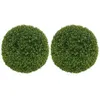 Image de Lot de 2 buis artificiels topiaires artificielles en forme de boule Ø 40 cm PE vert