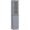 Image de Meuble colonne de salle de bain placard porte acrylique 2 étagères placard porte 1 étagère tiroir MDF gris