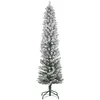 Image de Sapin de Noël artificiel LED H.180 cm - sapin de Noël mince enneigé - 329 branches 150 LED blanc chaud