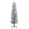 Image de Sapin de Noël artificiel LED H.150 cm - sapin de Noël mince enneigé - 263 branches 120 LED blanc chaud