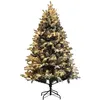 Image de Sapin de Noël artificiel LED enneigé H. 180 cm - 200 LEDs blanc chaud, 793 branches - vert blanc