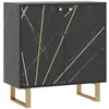 Image de Buffet design - 2 portes, étagère - dim. 76L x 35l x 77H cm - métal doré aspect marbre noir