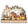 Image de Village de Noël lumineux animé en bois - 20 LED - dim. 45L x 12l x 30H cm