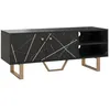 Image de Meuble TV banc TV design - dim. 110L x 35l x 45H cm - métal doré aspect marbre noir
