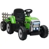 Image de Tracteur électrique enfant avec remorque - effets sonores lumineux - télécommande - 3-6 Km/h - vert