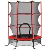 Image de Trampoline de jardin enfants Ø 1,63 x 1,90H m filet de sécurité porte zipée couvre-ressorts + 6 poteaux rembourrés inclus rouge