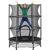 Image de Trampoline de jardin enfants Ø 1,40 x 1,90H m filet de sécurité porte zipée couvre-ressorts + 6 poteaux rembourrés inclus noir