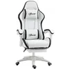 Image de Chaise de bureau gaming - inclinable, pivotant, réglable - coussins lombaires têtière inclus - noir blanc