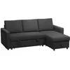 Image de Canape angle fixe HOMCOM 3 places en tissu noir 146 x 211 x 85 cm
