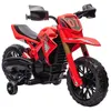 Image de Moto Cross électrique enfant 6 V 2 moteurs effets sonores max. 3 Km/h 30 Kg avec stabilisateurs rouge