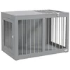 Image de Cage chien intérieure niche pour chien 2 portes verrouillables 80 x 50 x 56,5 cm gris