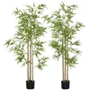 Image de Lot de 2 bambous artificiels 1,80H m 830 feuilles réalistes par pied vrais troncs