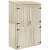 Image de Armoire de jardin 2 portes bois - 2 étagères, grand compartiment - 120 x 57 x 183 cm - sapin pré-huilé