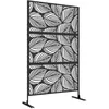 Image de Panneau brise vue décoratif paravent extérieur motif végétal métal noir