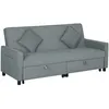 Image de Canape droit HOMCOM 3 places en velours gris 90 x 196 x 89 cm