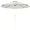 Image de Parasol octogonal inclinable Ø 2,65 x 2,44H m mât baleine métal aspect bois polyester haute densité 180 g/m² blanc