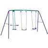 Image de Balançoire 3 agrès portique avec 2 balançoires et face à face dim. 2,8L x 1,4l x 1,78H m métal époxy anticorrosion PE bleu lavande