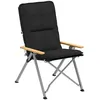 Image de Chaise de camping pêche pliable inclinable 4 niveaux sac transport inclus alu gris bois polyester noir