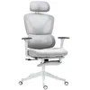 Image de Chaise de bureau ergonomique inclinable support lombaires repose-pied blanc gris