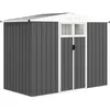 Image de Abri de jardin surface 2,7 m² - 2 portes verrrouillables avec fenêtres - évents aération - tôle d'acier gris blanc