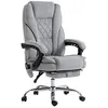 Image de Fauteuil de bureau manager massant chauffant inclinable réglable télécommande repose-pieds rétractable velours gris clair